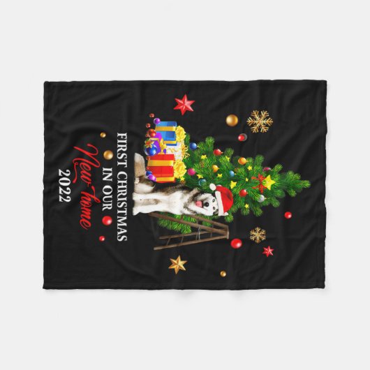 First Christmas In Our New Home Xmas Gift For Husk Fleecedecke (Vorderseite (Horizontal))