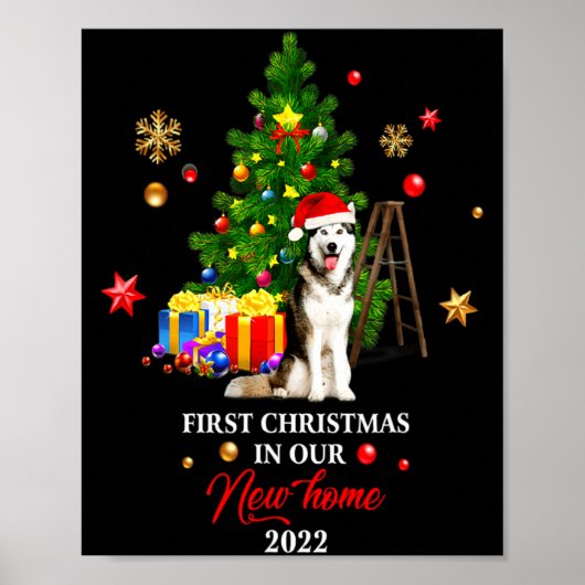 First Christmas In Our New Home Xmas Gift For Husk Poster (Vorne)