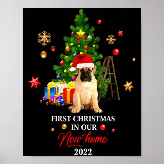 First Christmas In Our New Home Xmas Gift For Pug Poster (Vorne)