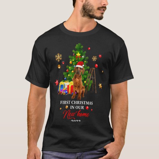 First Christmas In Our New Home Xmas Viszla Dog T T-Shirt (Vorderseite)
