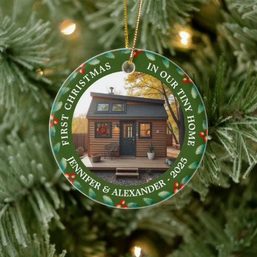 First Christmas in our Tiny Home house photo Keramik Ornament (Baum)