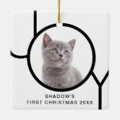 First Christmas Joy Niedlich Cat Kitten Custom Fot Keramikornament (Rückseite)