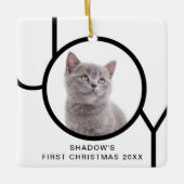 First Christmas Joy Niedlich Cat Kitten Custom Fot Keramikornament (Vorderseite)
