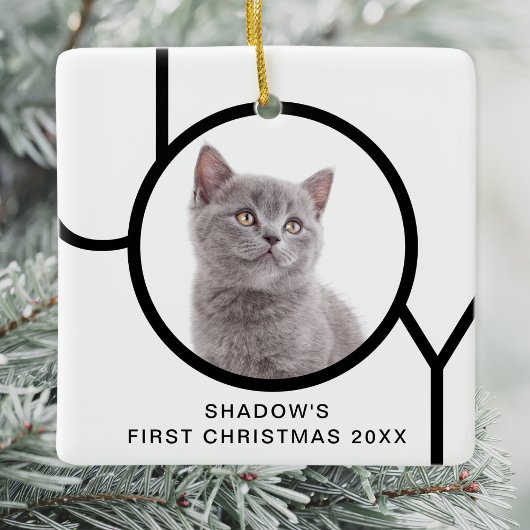 First Christmas Joy Niedlich Cat Kitten Custom Fot Keramikornament