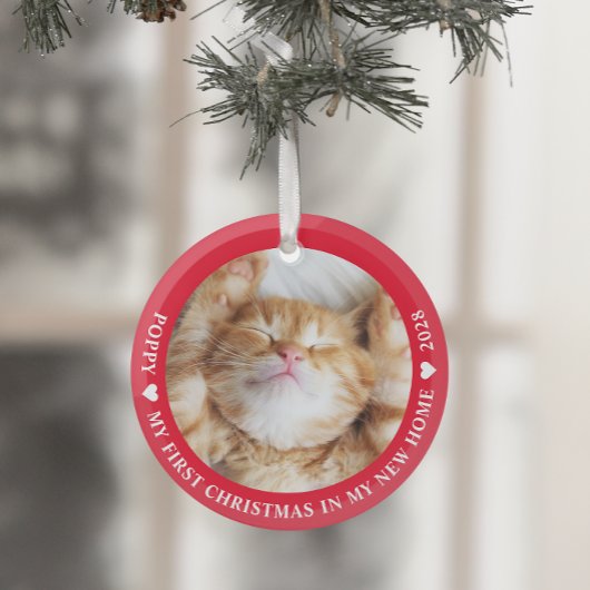 First Christmas Kitten Cat Foto Ornament Aus Glas