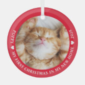 First Christmas Kitten Cat Foto Ornament Aus Glas (Vorderseite)