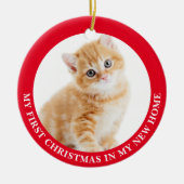 First Christmas Kitten Cat Personalisiertes Foto Keramik Ornament (Vorne)