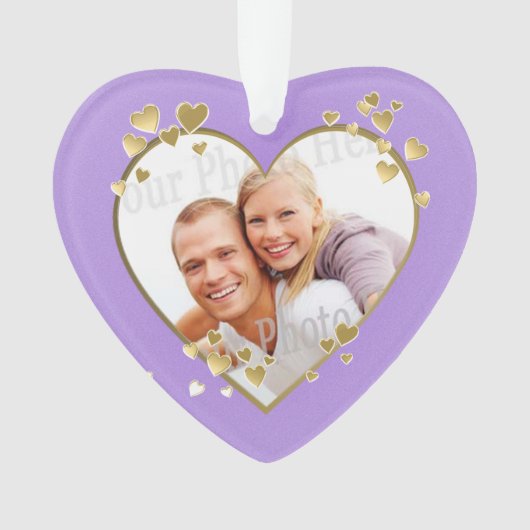 First Christmas Lavender Heart Foto Ornament (Vorderseite)
