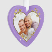 First Christmas Lavender Heart Foto Ornament (Vorderseite)