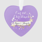 First Christmas Lavender Heart Foto Ornament (Rückseite)