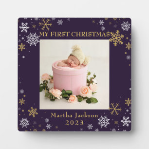 First Christmas Lavender Purple Baby Girl Foto Fotoplatte