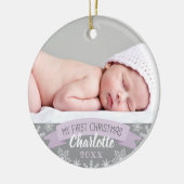 First Christmas Lavender Purple Baby Girl Foto Keramik Ornament (Links)