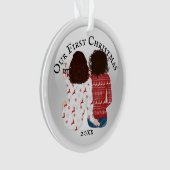 First Christmas lesbian brunette caucasian FOTO Ornament (Vorderseite)