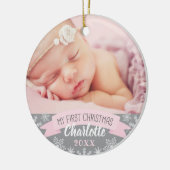 First Christmas Light Pink Baby Girl Foto Keramik Ornament (Links)