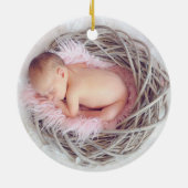 First Christmas Light Pink Baby Girl Foto Keramik Ornament (Hinten)
