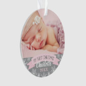 First Christmas Light Pink Baby Girl Foto Ornament (Vorderseite)