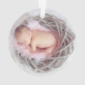 First Christmas Light Pink Baby Girl Foto Ornament (Rückseite)