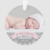 First Christmas Light Pink Baby Girl Foto Ornament (Vorderseite)