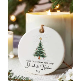 First Christmas Married 2025 Personalized Ornament