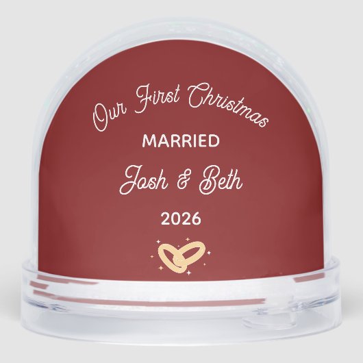 First Christmas Married - Custom Wedding Gift  Schneekugeln (Rückseite)