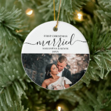 First Christmas Married Mr Mrs Couple Names Photo 