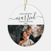First Christmas Married Mr Mrs Couple Names Photo Keramik Ornament (Links)
