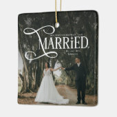 First Christmas Married Mr & Mrs Couples Photo Keramikornament (Links)