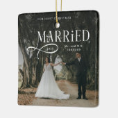 First Christmas Married Mr & Mrs Couples Photo  Keramikornament (Links)