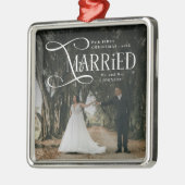 First Christmas Married Mr & Mrs Couples Photo  Ornament Aus Metall (Links)