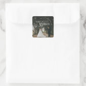 First Christmas Married Mr & Mrs Couples Photo Quadratischer Aufkleber (Tasche)