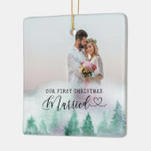First Christmas Married Winter Forest 2 Foto Keramikornament (Links)