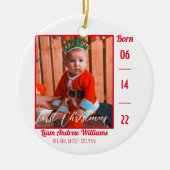 First Christmas Modern Baby Birth Stats Foto Keramik Ornament (Vorne)