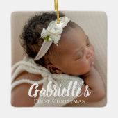 First Christmas Modern Chic Custom Foto Keramikornament (Vorderseite)