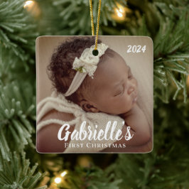 First Christmas Modern Chic Custom Foto Keramikornament