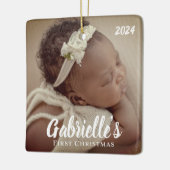 First Christmas Modern Chic Custom Foto Keramikornament (Links)