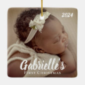 First Christmas Modern Chic Custom Foto Keramikornament (Rückseite)
