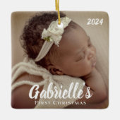 First Christmas Modern Chic Custom Foto Keramikornament (Vorderseite)
