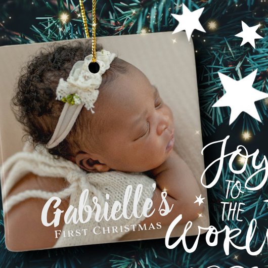 First Christmas Modern Chic Custom Foto Keramikornament