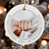 First Christmas Modern Simple Baby 2 Foto Newborn Keramik Ornament