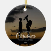 First Christmas Mommy Daddy Family Silhouette Keramik Ornament (Vorne)