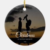 First Christmas Mommy Daddy Family Silhouette Keramik Ornament (Hinten)