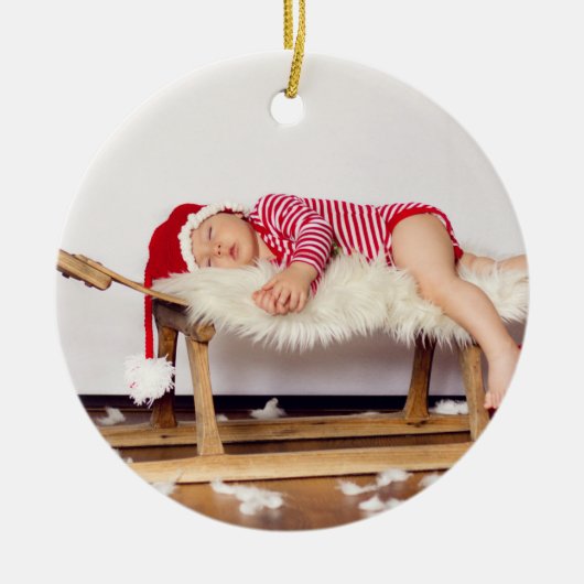 First Christmas Monogram Foto Holiday Ornament (Vorne)