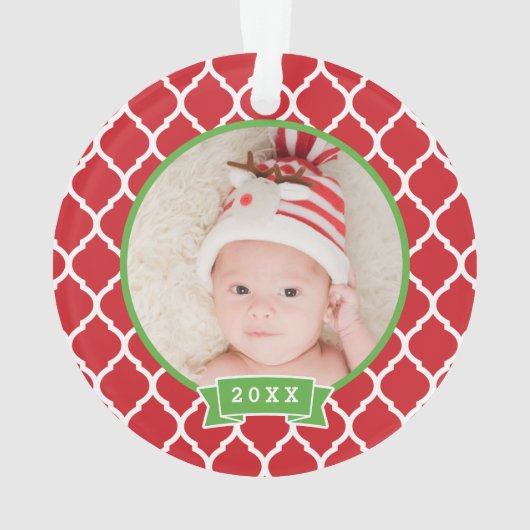 First Christmas Monogram Foto Holiday Ornament (Rückseite)