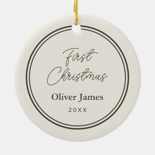 First Christmas Monogram Foto Holiday Ornament (Hinten)