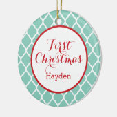 First Christmas Monogram Foto Holiday Ornament (Links)