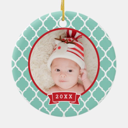 First Christmas Monogram Foto Holiday Ornament (Hinten)