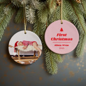 First Christmas Monogram Foto Holiday Ornament
