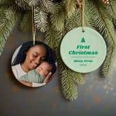 First Christmas Monogram Foto Holiday Ornament