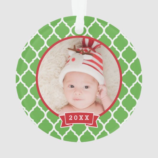 First Christmas Monogram Foto Holiday Ornament (Rückseite)