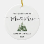 First Christmas Mr and Mrs Wedding Keramik Ornament (Vorne)